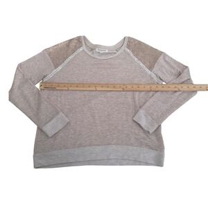 Living Doll Sequin Shoulder Sweatshirt Pullover Beige Long Sleeve Crew Neck XXL